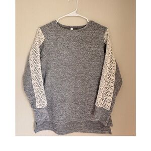 Flora Nikrooz Gray Lace Sleeve Lounge Sweater - Size S